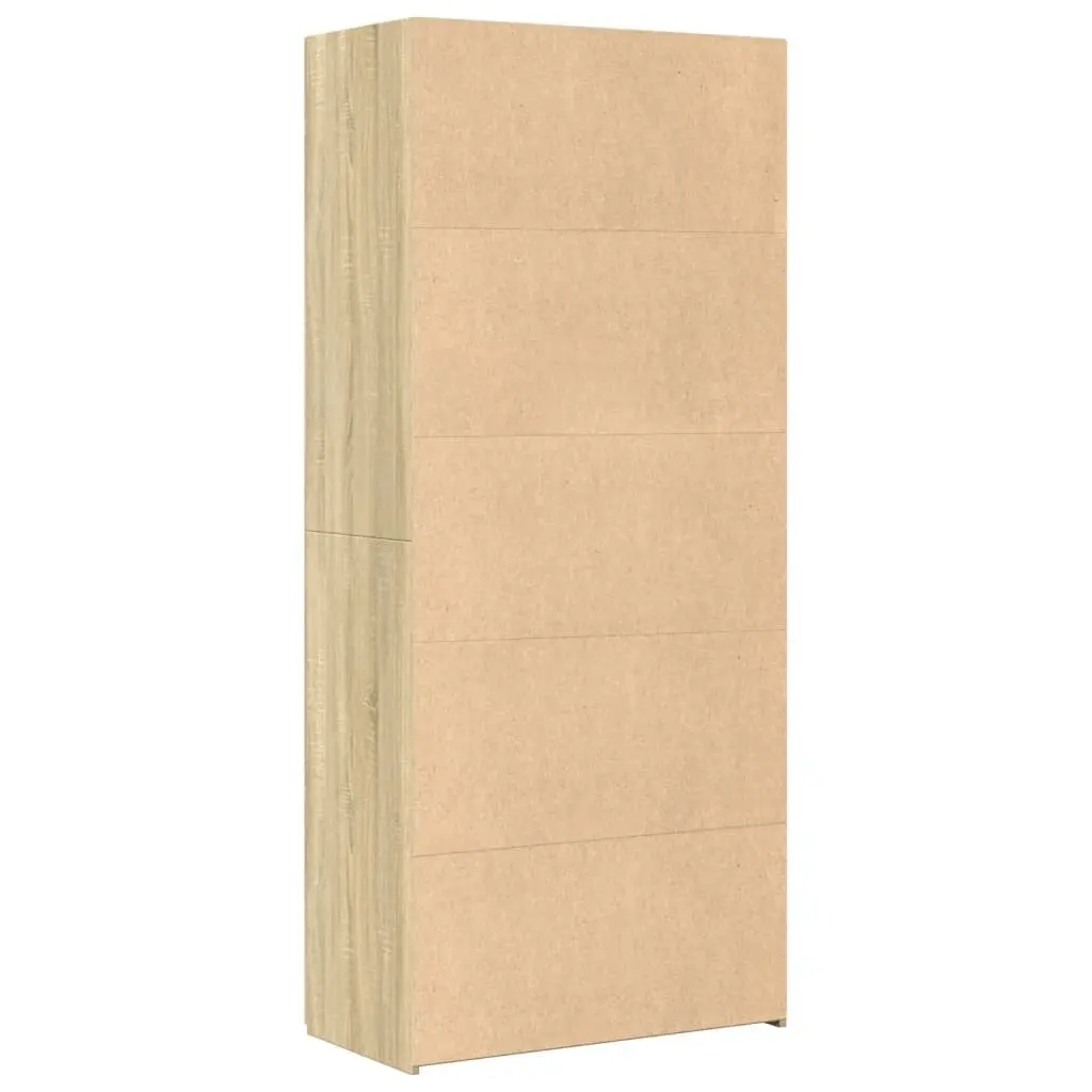 Highboard Storage Cabinet Brown Engineered Wood 80 x 42.5 x 185 cm Multiple Compartments