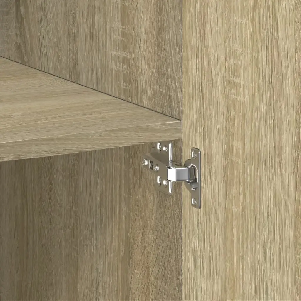 Highboard Storage Cabinet Brown Engineered Wood 80 x 42.5 x 185 cm Multiple Compartments