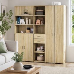 Highboard Sonoma Oak 40x42.5x185cm Engineered Wood Storage Cabinet Sideboa