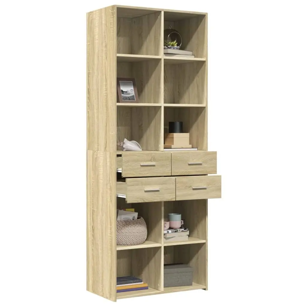 Highboard Sideboard Storage Cabinet Brown Engineered Wood 70x42.5x185cm Modern