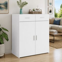 White Sideboard Cabinet 80x42.5x93cm Storage Furniture with Drawers Doors