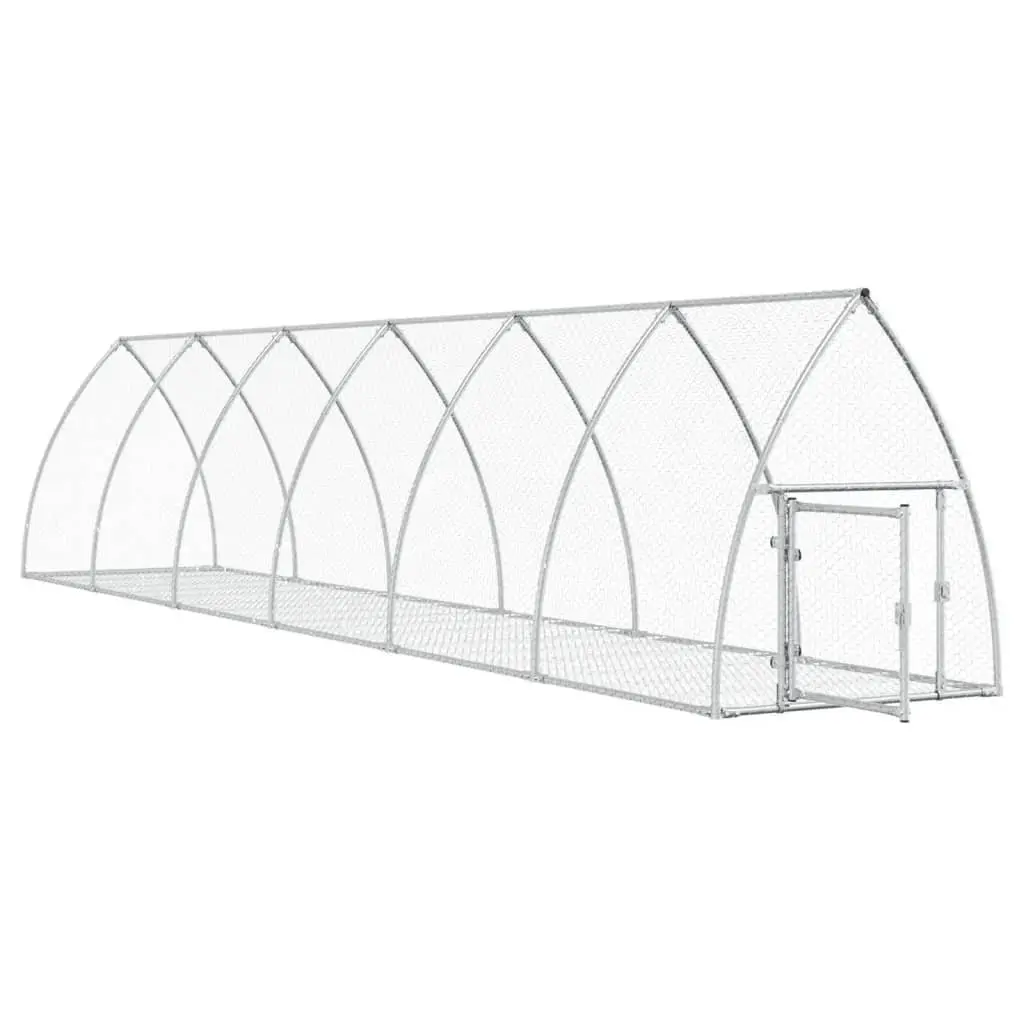 Rabbit Hutch Silver Outdoor Pen Walk-In Enclosure for Small Animals