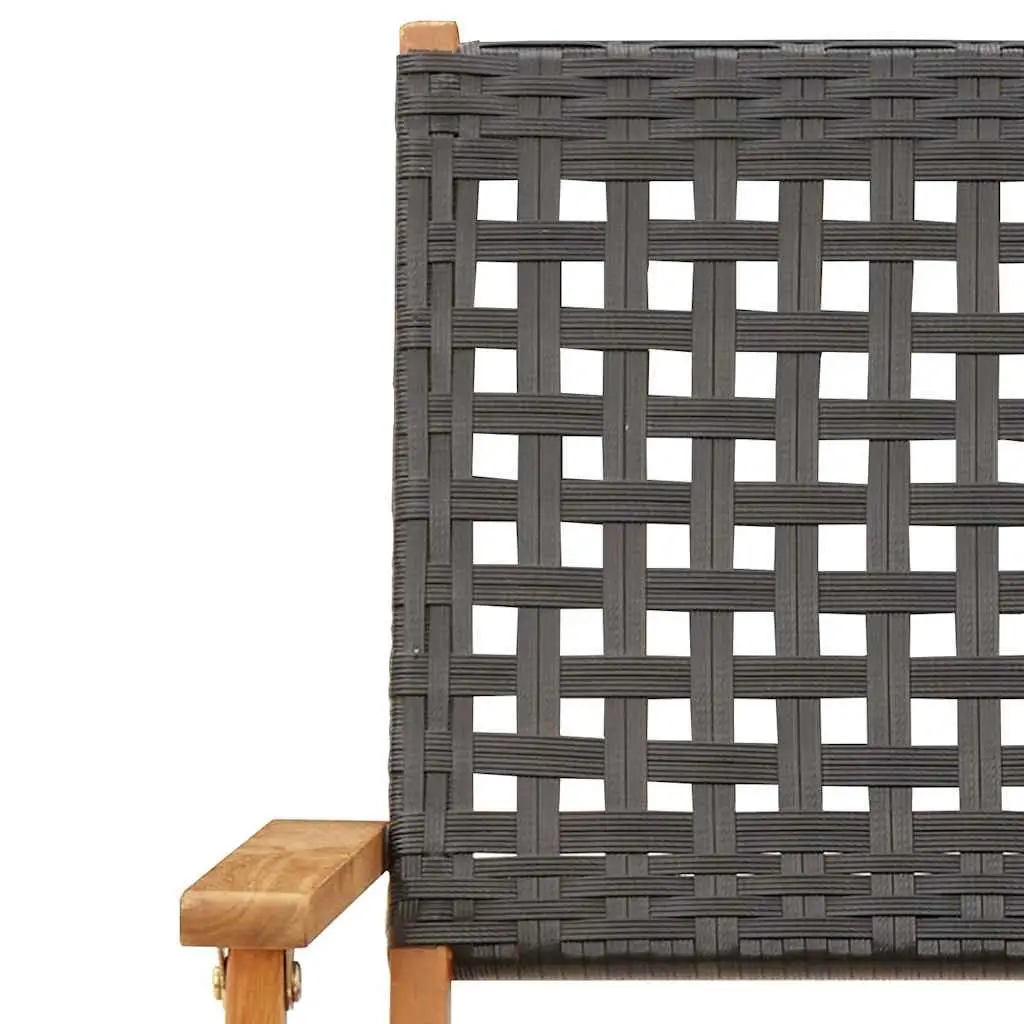 7 Piece Outdoor Dining Set Black PE Rattan Solid Acacia Wood Garden Furniture