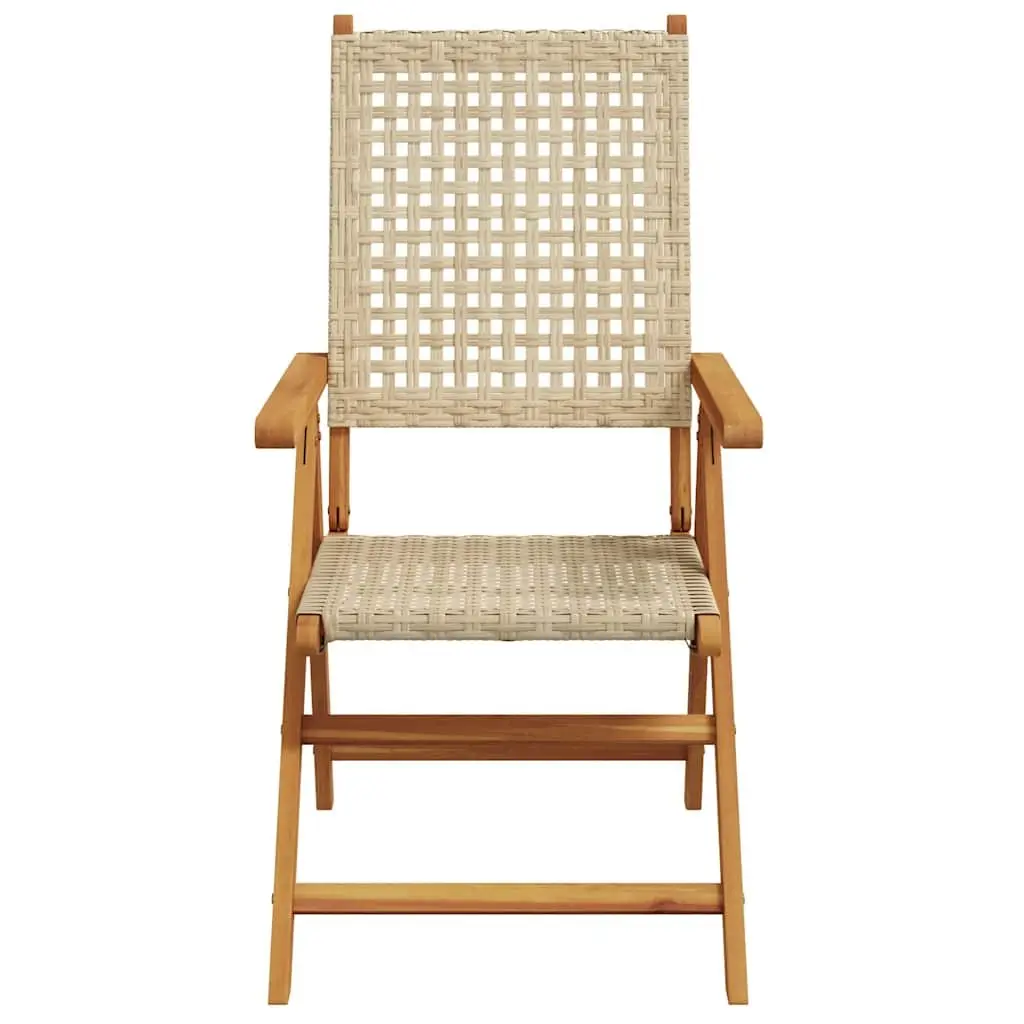 7 Piece Outdoor Dining Set Garden Furniture Beige Poly Rattan Solid Wood Patio