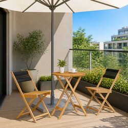 Outdoor Bistro Set in Black, 3 Pieces