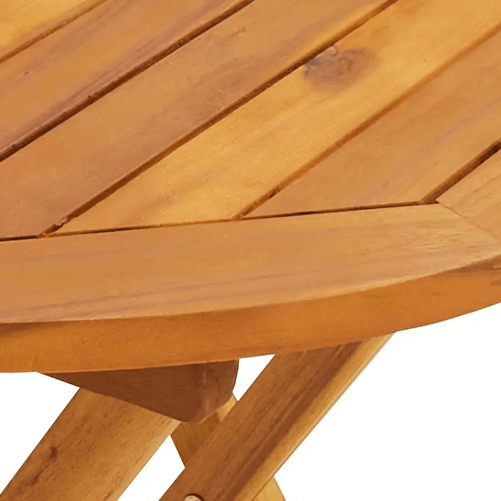 3 Piece Outdoor Bistro Set White Foldable Solid Acacia Wood Garden Patio Furniture Table Chairs