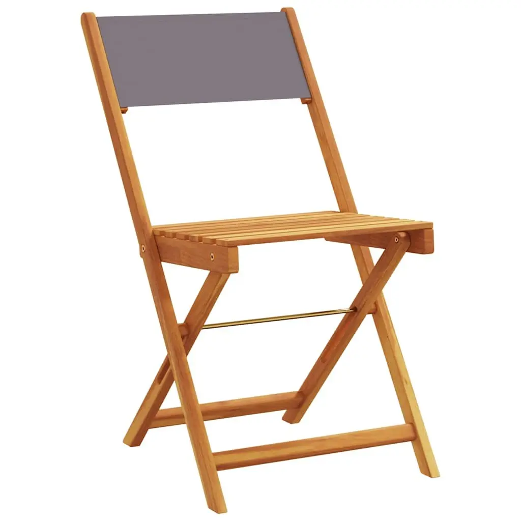 Bistro Set Anthracite Solid Acacia Wood 3 Piece Foldable Outdoor Garden Balcony