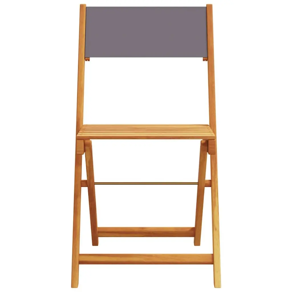 Bistro Set Anthracite Solid Acacia Wood 3 Piece Foldable Outdoor Garden Balcony