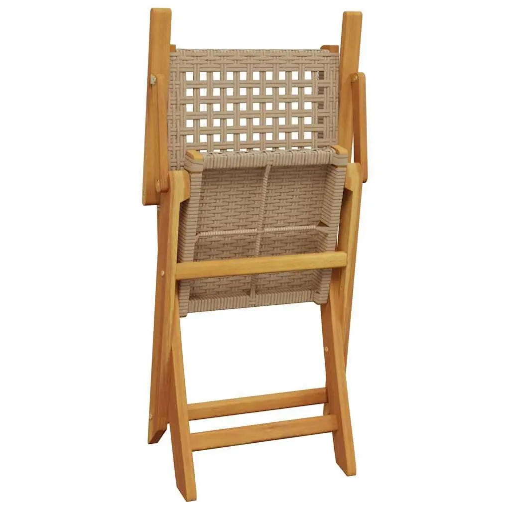 Outdoor Bistro Set Beige 3 Piece Foldable Table Chairs