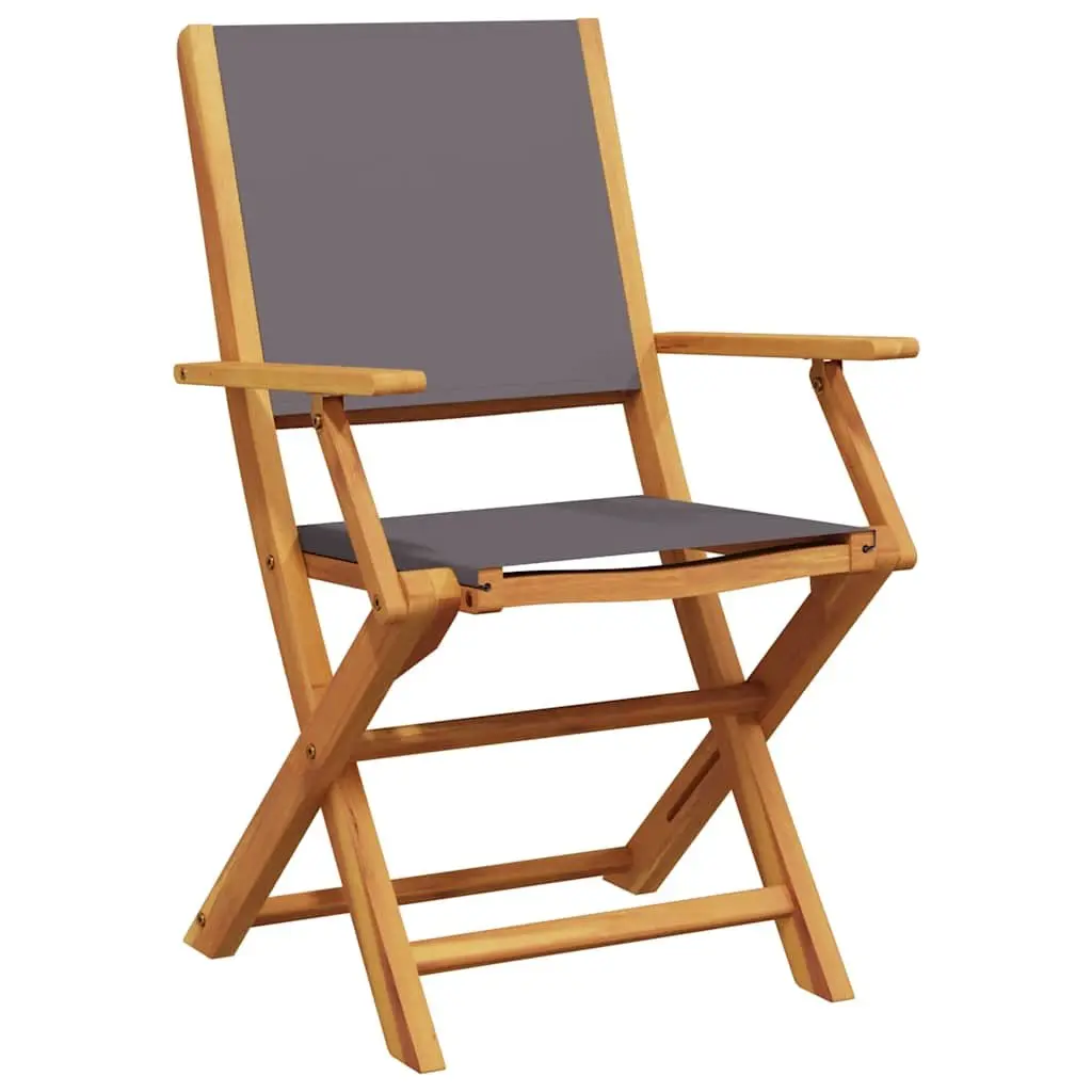 3 Piece Bistro Set Anthracite Foldable Solid Wood Outdoor Furniture