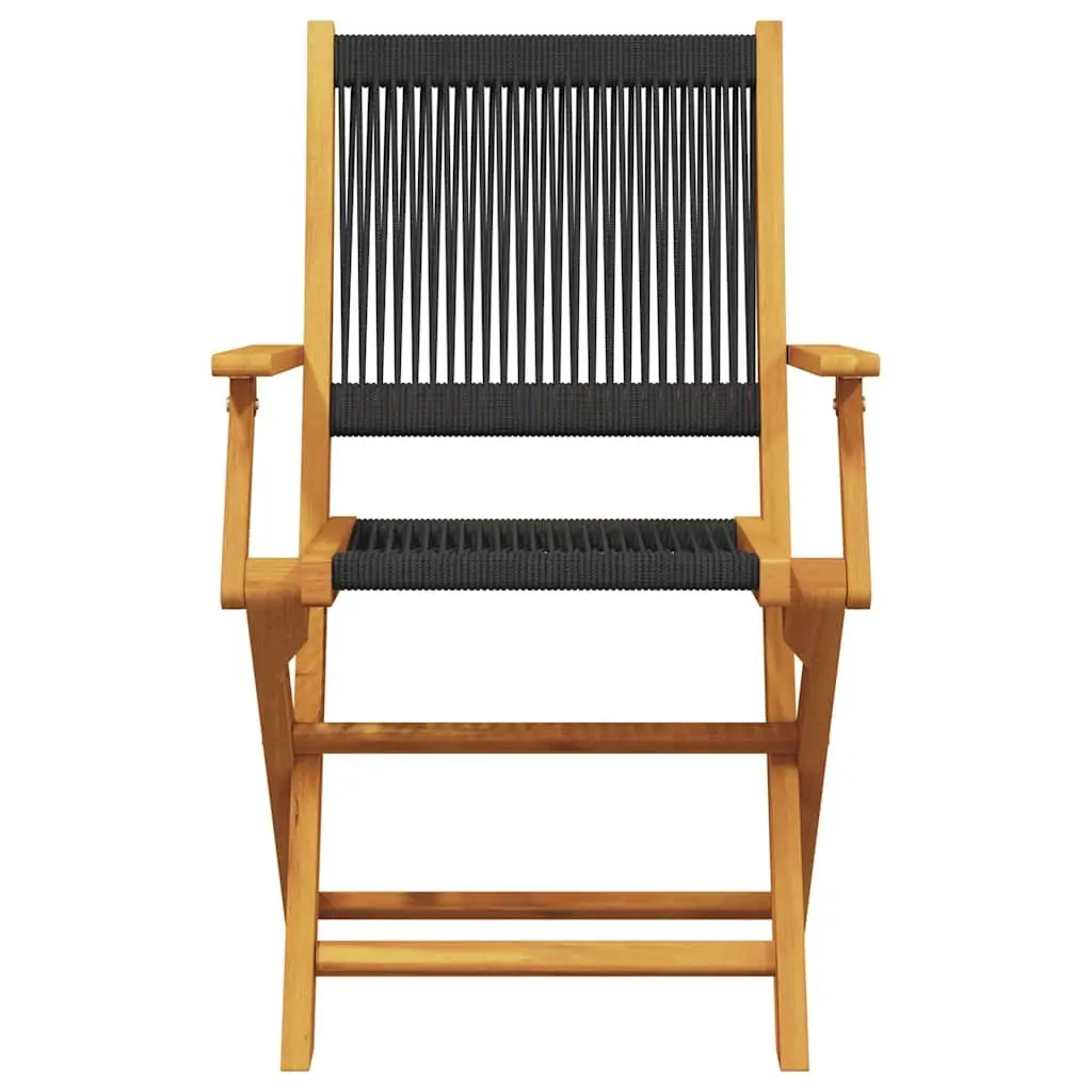 Bistro Set 3 Piece Outdoor Furniture Black Folding Garden Patio Dining Chairs