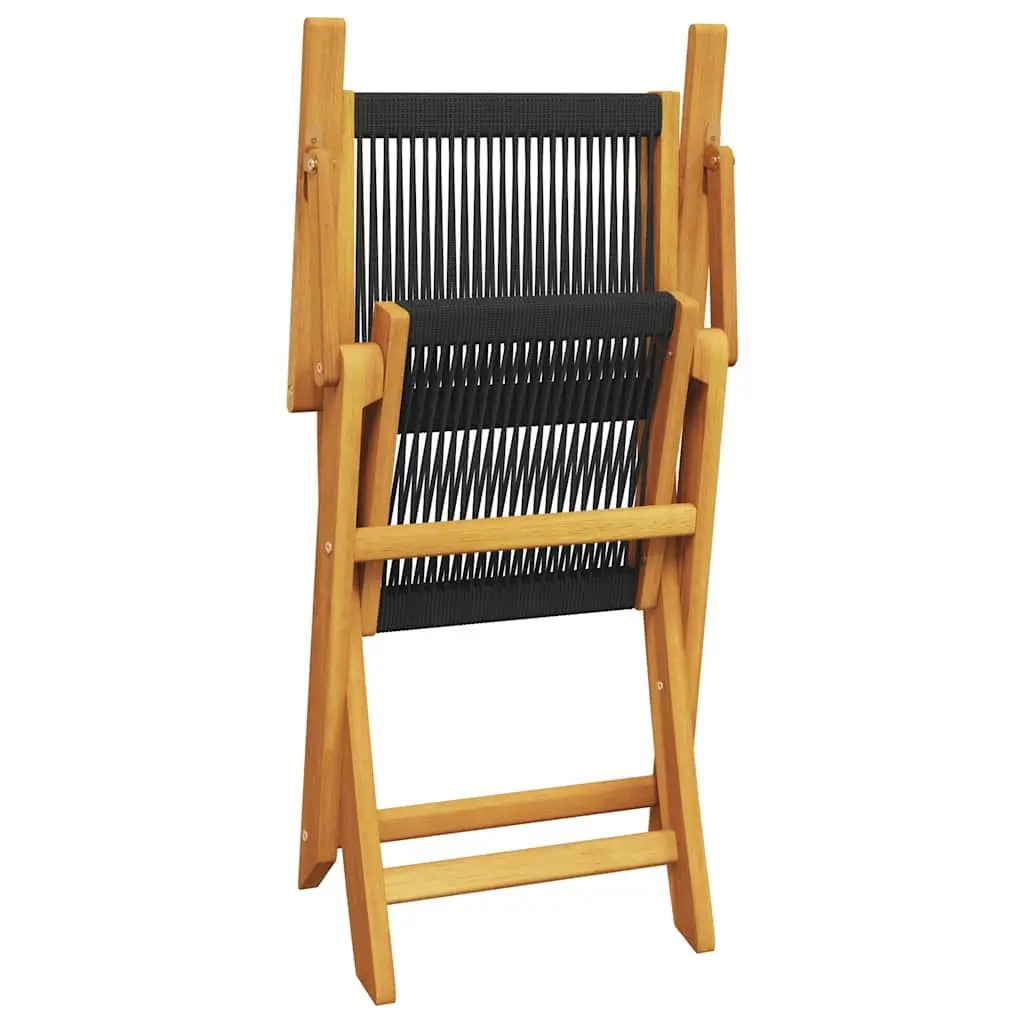 Bistro Set 3 Piece Outdoor Furniture Black Folding Garden Patio Dining Chairs