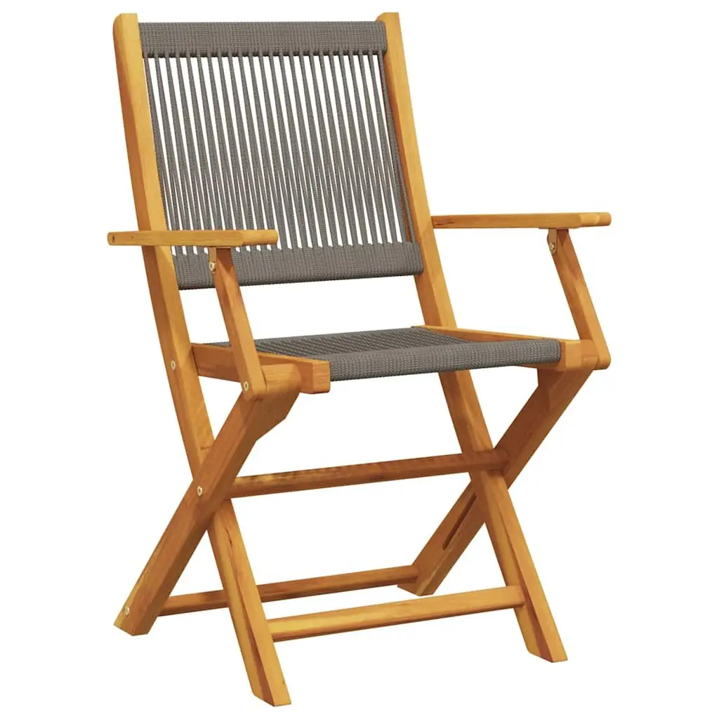 3 Piece Bistro Set Grey Foldable Table Chairs Outdoor Garden Furniture