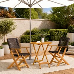 Compact Bistro Set - Black Outdoor Furniture, 3 Pieces