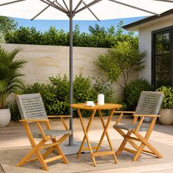 Compact Grey Bistro Set: 3 Pieces for Outdoor Use