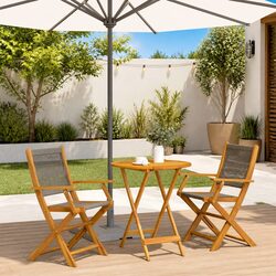 3 Piece Bistro Set Grey Foldable Outdoor Furniture Garden Dining Chairs Table