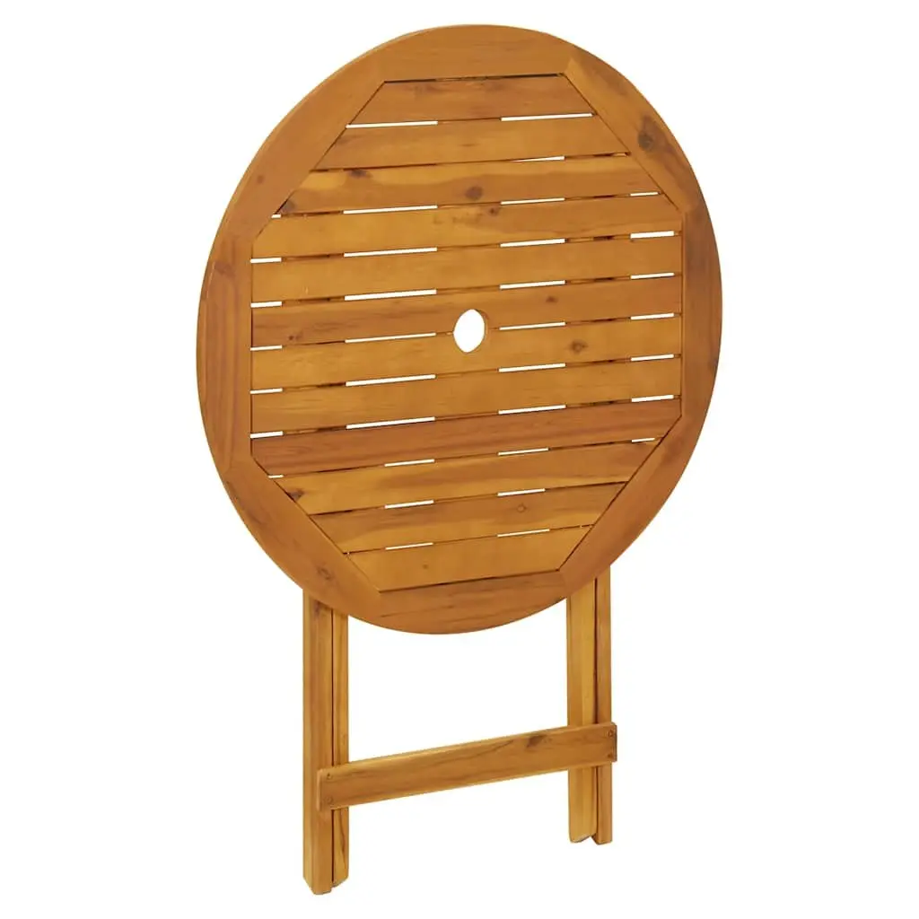 Beige 3 Piece Outdoor Bistro Set Foldable Garden Furniture with Solid Acacia Wood Table and Chairs for Balcony and Patio Use