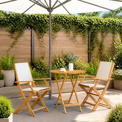 Outdoor Bistro Set with Fabric Chairs - 3 Piece Set
