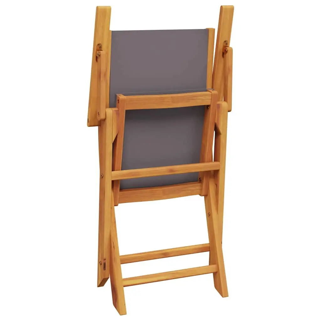 Bistro Set Anthracite Solid Acacia Wood 3 Piece Outdoor Folding Furniture