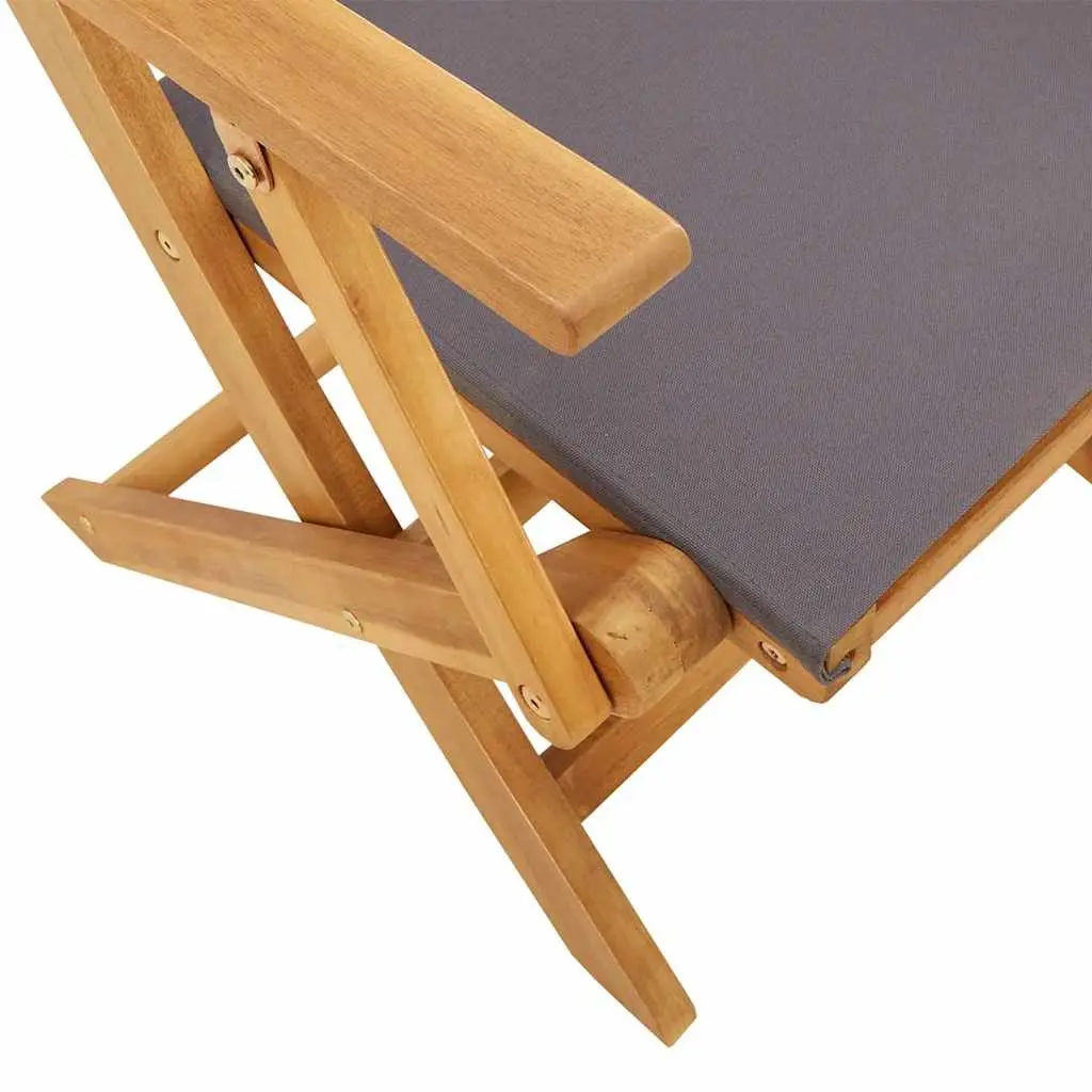 Bistro Set Anthracite Solid Acacia Wood 3 Piece Outdoor Folding Furniture