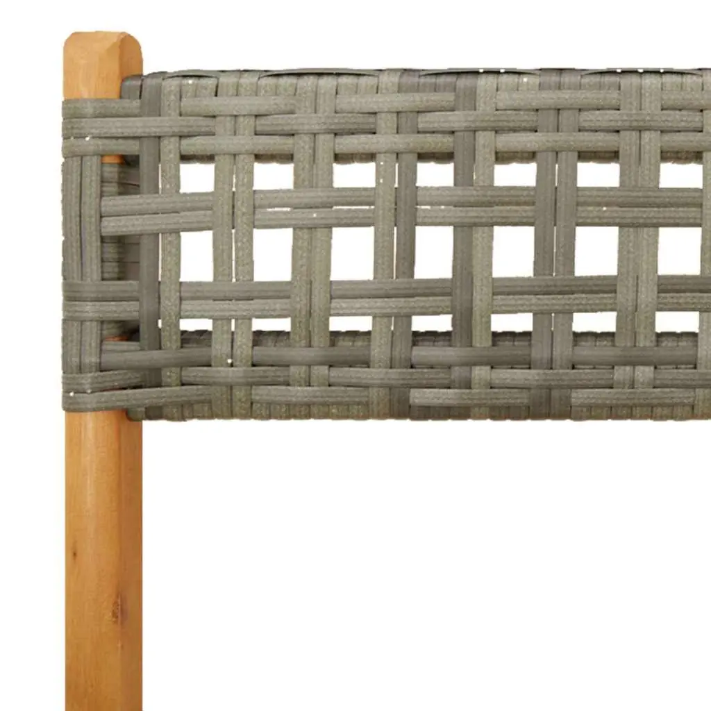 3 Piece Bistro Set Grey Outdoor Garden Furniture Rattan Wood Patio Dining Table
