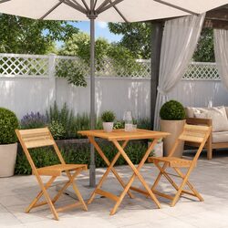3 Piece Bistro Set Beige Polypropylene Solid Wood Outdoor Garden Furniture