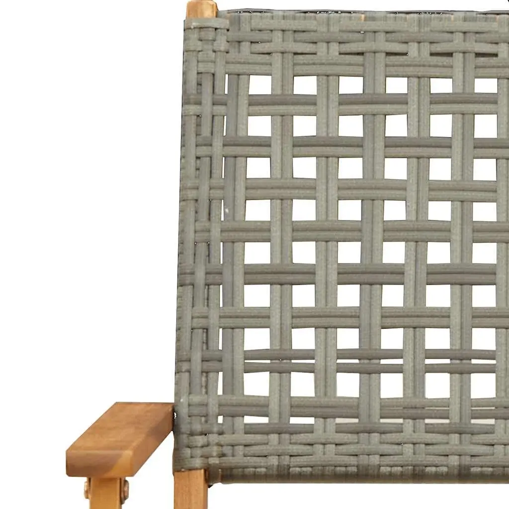 3 Piece Bistro Set Grey Outdoor Garden Furniture Poly Rattan Folding Dining