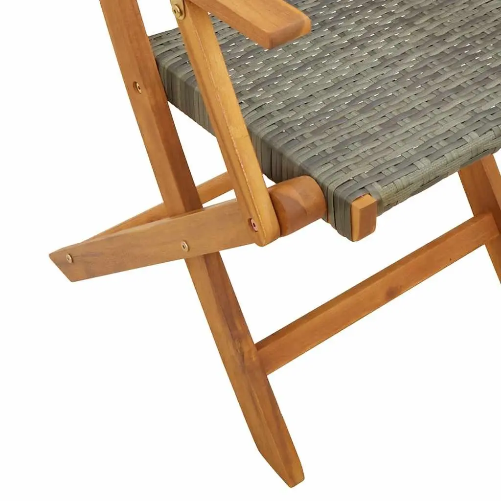 3 Piece Bistro Set Grey Outdoor Garden Furniture Poly Rattan Folding Dining