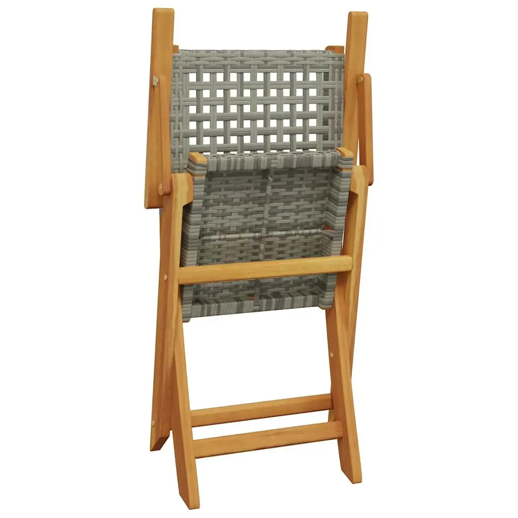 3 Piece Bistro Set Grey Outdoor Garden Furniture Poly Rattan Folding Dining