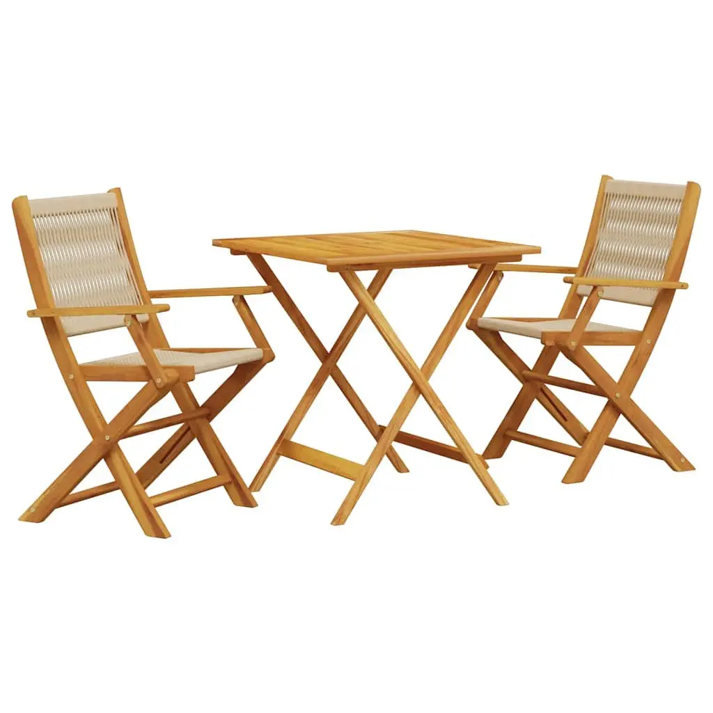 3 Piece Bistro Set Beige Outdoor Garden Patio Dining Table Chairs Furniture