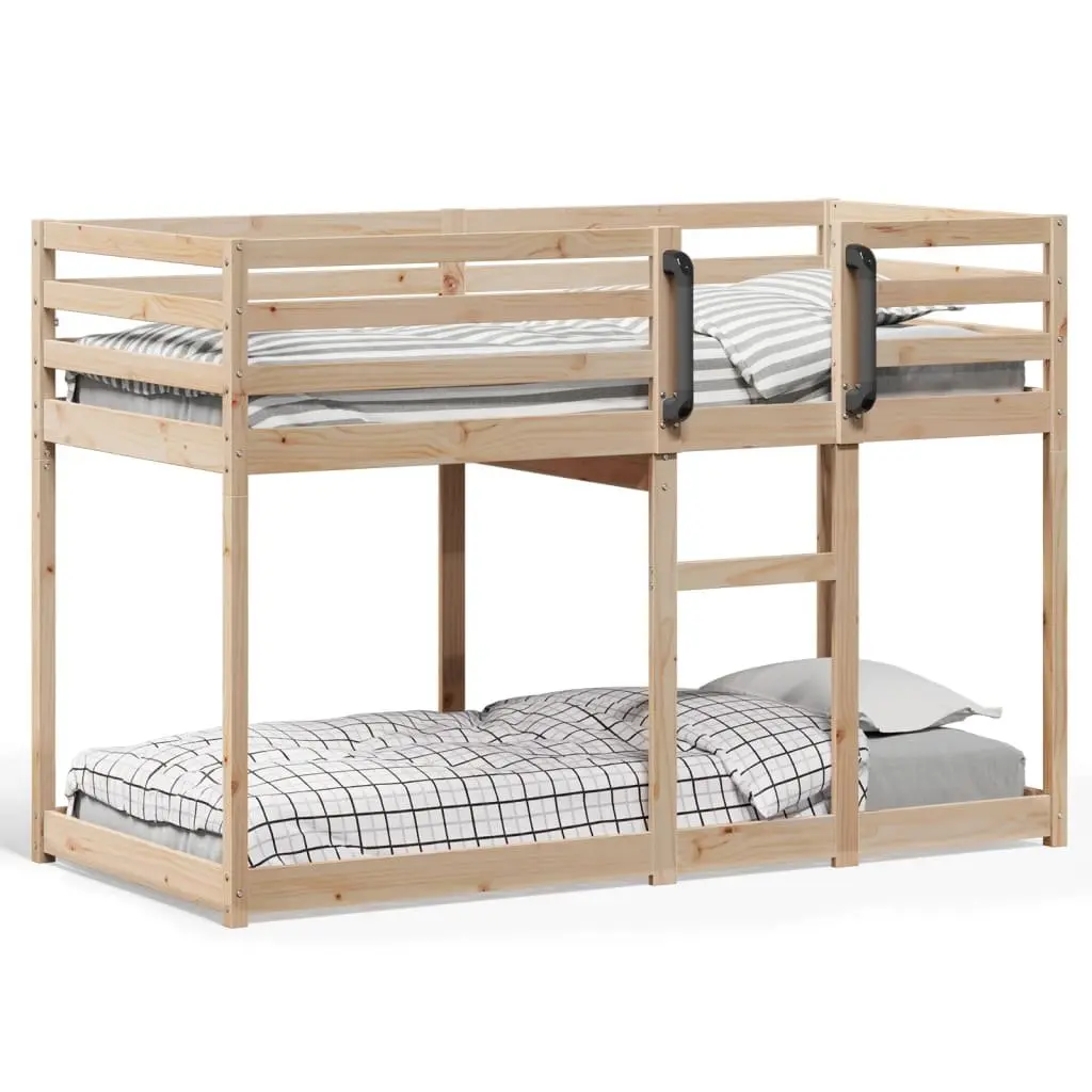 Bunk Bed Brown 90x190 cm Solid Pine Wood Frame Slatted Base Guardrails Space-Saving