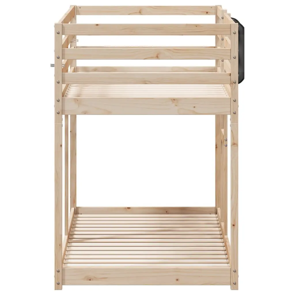 Bunk Bed Brown 90x190 cm Solid Pine Wood Frame Slatted Base Guardrails Space-Saving