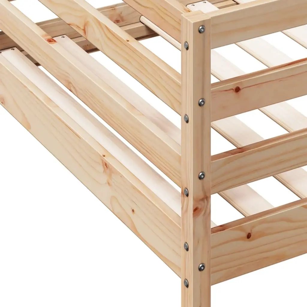 Bunk Bed Brown 90x190 cm Solid Pine Wood Frame Slatted Base Guardrails Space-Saving