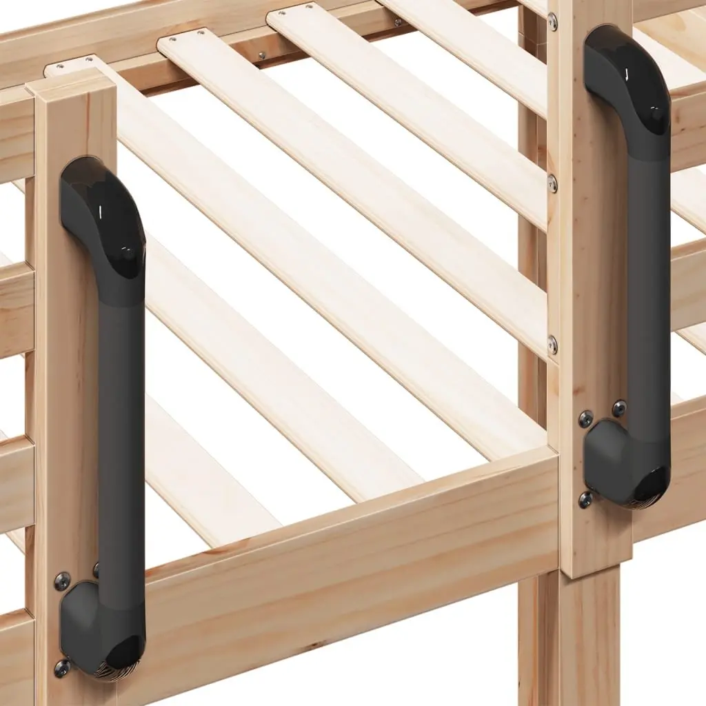 Bunk Bed Brown 90x190 cm Solid Pine Wood Frame Slatted Base Guardrails Space-Saving