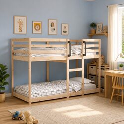Sturdy Pine Bunk Bed with Space-Saving Design