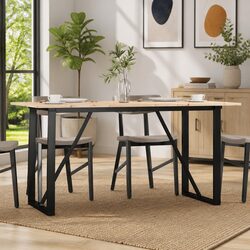 Dining Table O-Frame 160x80x75 cm Solid Wood Pine Steel Kitchen Brown