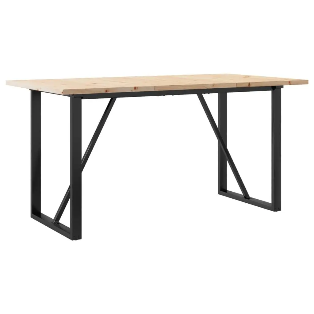 Dining Table Brown 160x80x75.5 cm Solid Wood Pine and Steel O-Frame