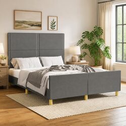 Grey Fabric Double Bed Frame for Stylish Bedrooms