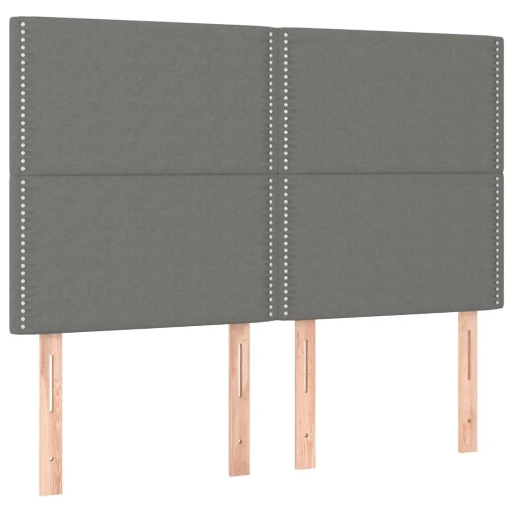 Double Bed Frame Grey Fabric 137x187 cm Adjustable Headboard