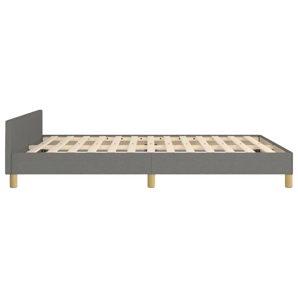 Double Bed Frame Grey Fabric 137x187 cm Adjustable Headboard
