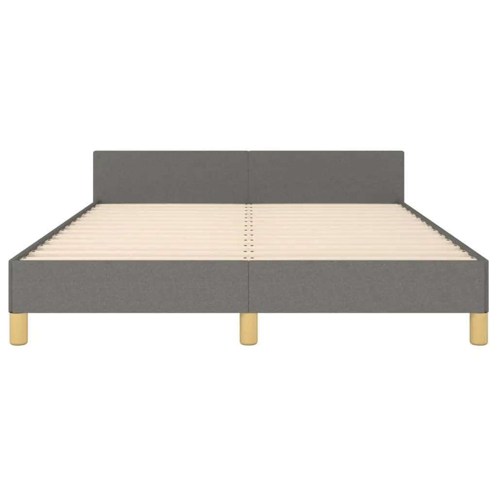 Double Bed Frame Grey Fabric 137x187cm Adjustable Headboard Sturdy Support Legs Plywood Slats