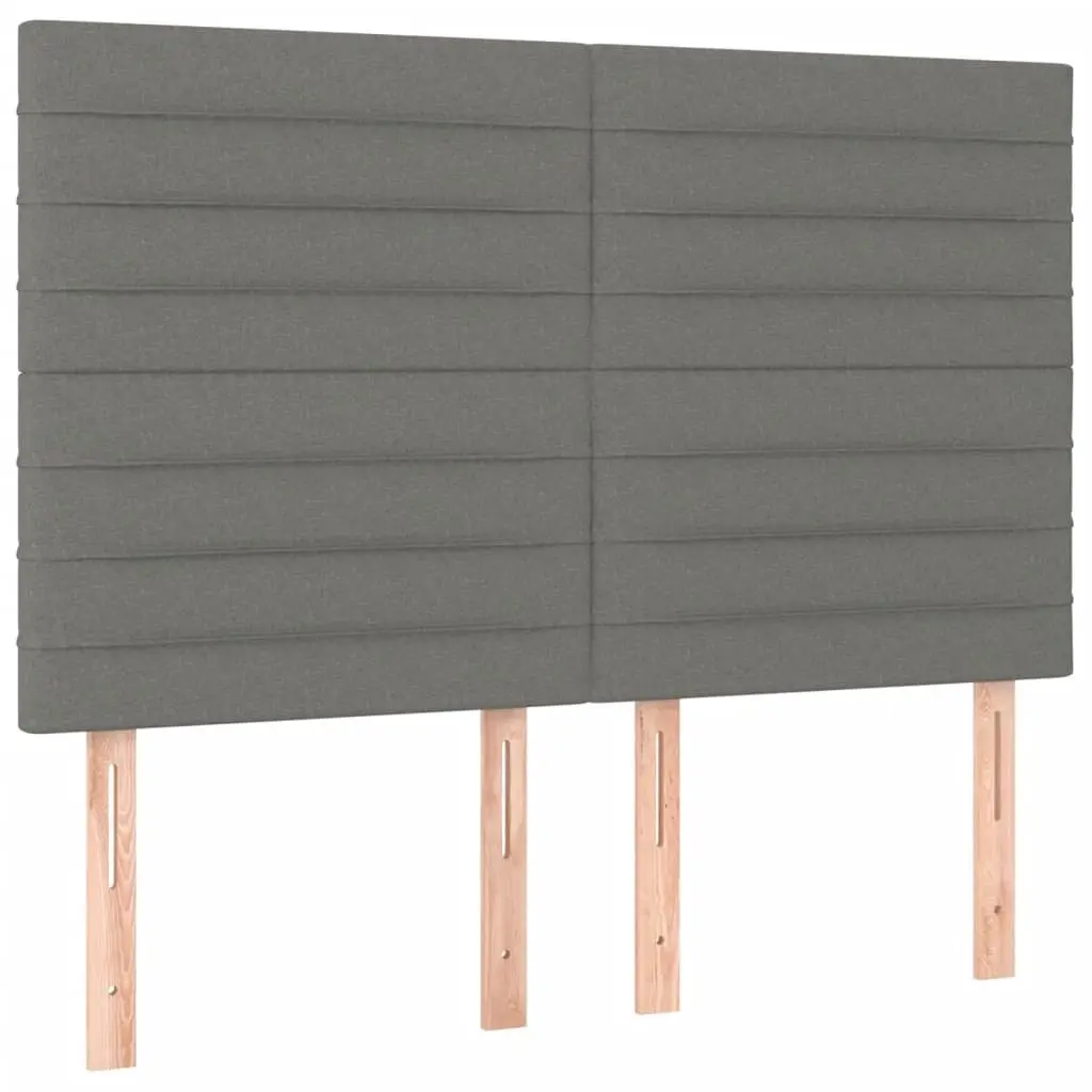 Double Bed Frame Grey Fabric 137x187cm Adjustable Headboard Sturdy Support Legs Plywood Slats