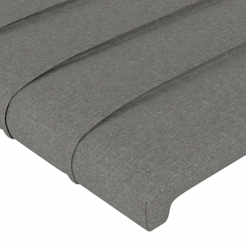 Double Bed Frame Grey Fabric 137x187cm Adjustable Headboard Sturdy Support Legs Plywood Slats