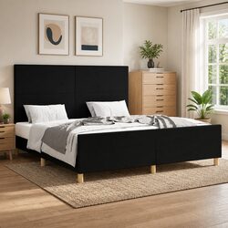 Compact Black Fabric Queen Bed Frame, 152x203 cm