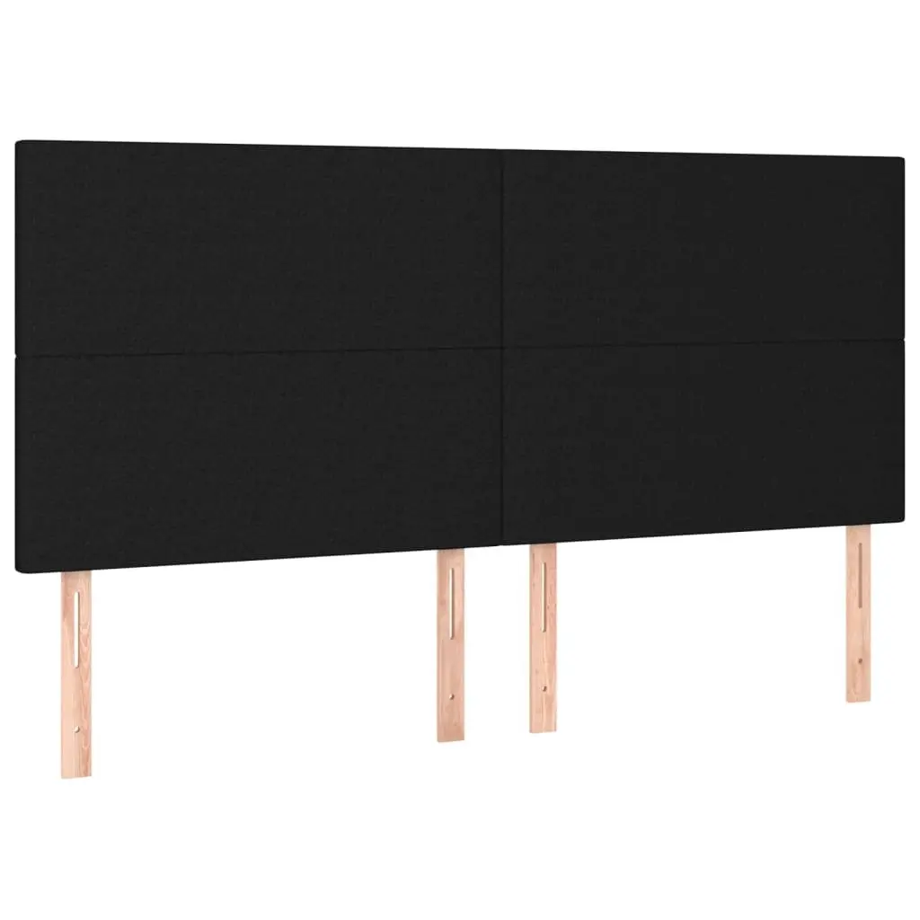 Queen Bed Frame Black Fabric 152x203 cm Adjustable Headboard