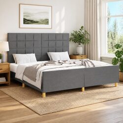 Grey Fabric Queen Bed Frame