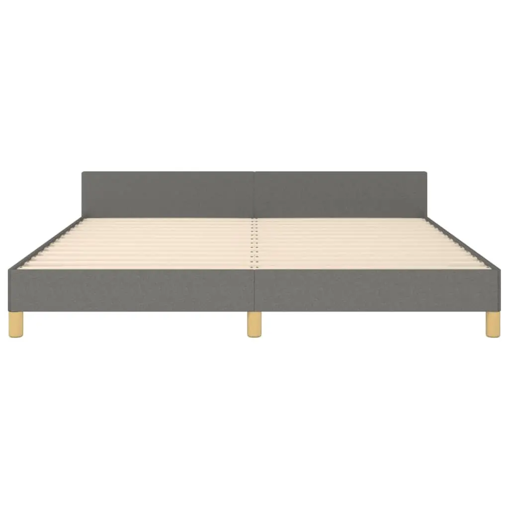 Grey Fabric Bed Frame Queen Size 152x203 cm Adjustable Headboard for Stability and Support in Bedroom