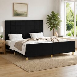 Concise Queen Bed Frame 152x203 cm in Black Fabric