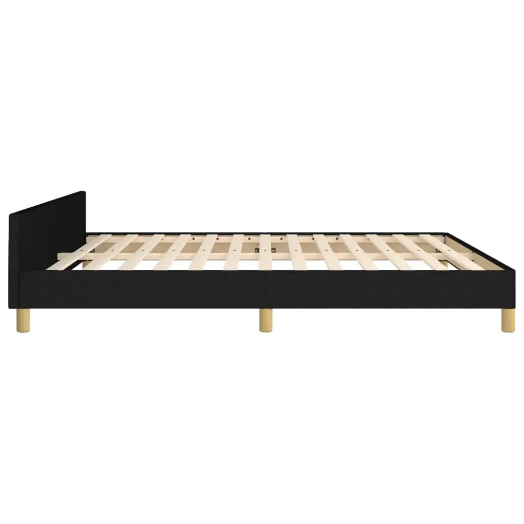 Queen Bed Frame Black 152x203 cm Fabric Upholstery Adjustable Headboard Slat Base