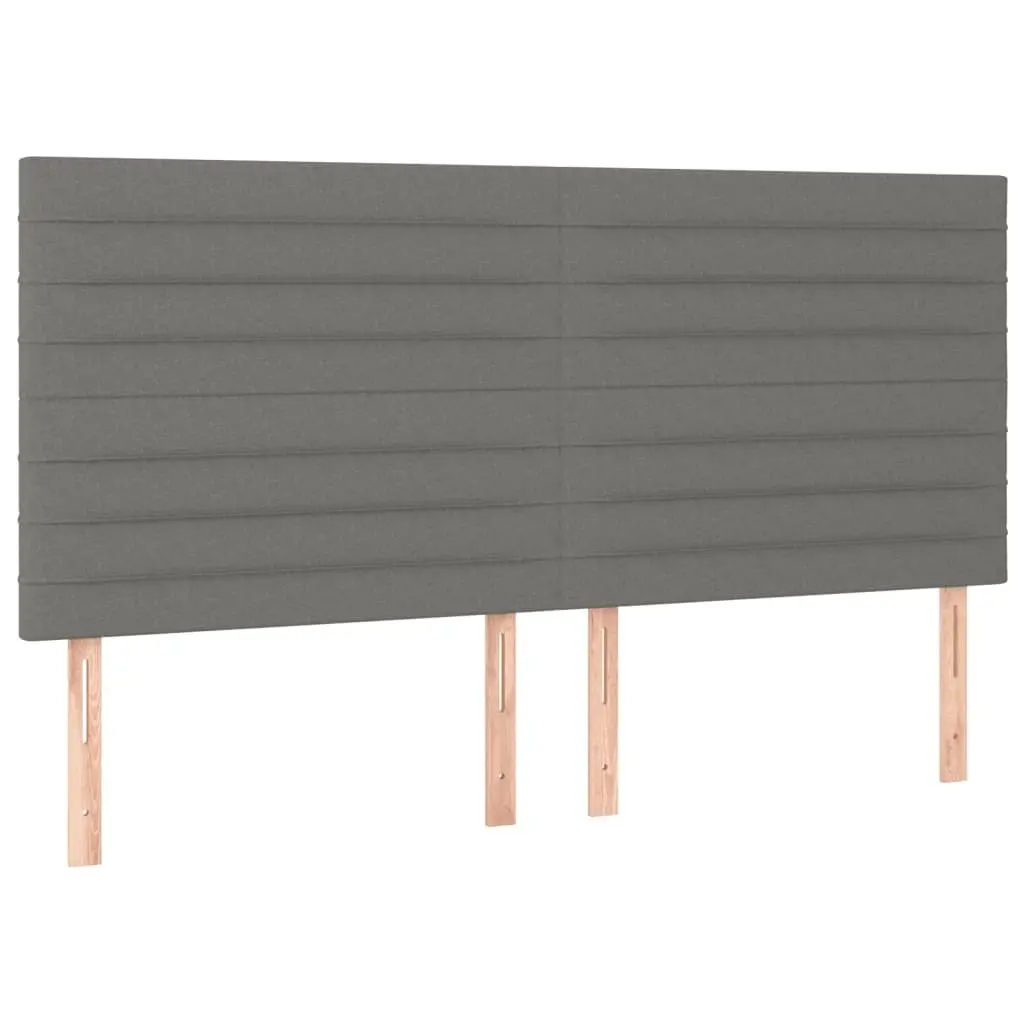 Queen Bed Frame Dark Grey Fabric Adjustable Headboard Plywood Slats Stability 152x203cm